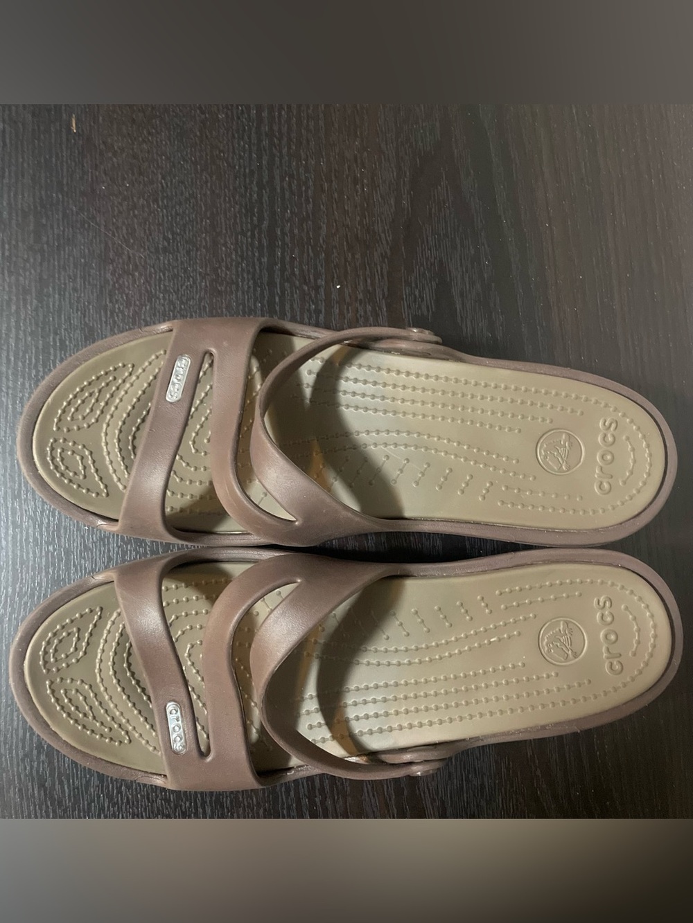 CROCS Women's Brown Slip-On Wedge Sandals | Size 9 - Picture 5 of 9